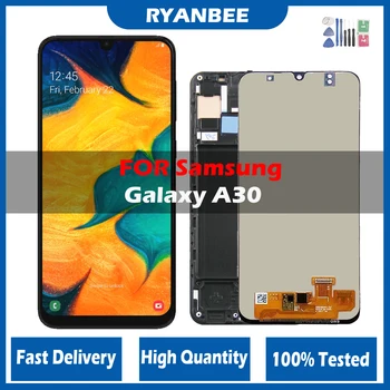 100 % Test AAA+ A30 A305/DS A305F Çerçeve ile ekran, lcd ekran dokunmatik ekranlı sayısallaştırıcı grup Samsung Galaxy A30