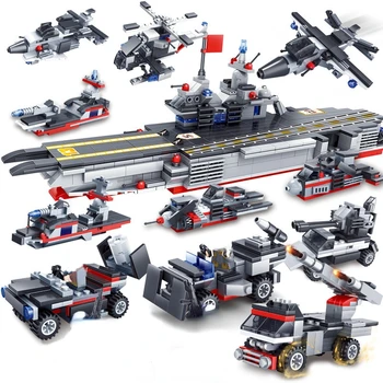 1000 ADET Lego ile Uyumlu Uçak Savaş Gemisi Cruiser Yapı Taşları Askeri Ordu Gemi Robot Tuğla Oyuncaklar Rakamlar Erkek Hediyeler