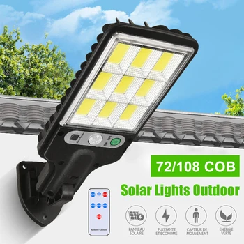 108LED güneş sokak ışıkları hareket PIR sensörü güvenlik ışıkları 3 modları IP65 su geçirmez bahçe veranda Yard duvar lambası
