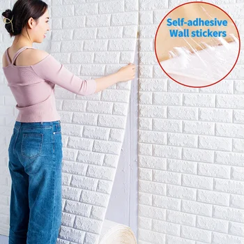 10m2 3D Duvar Sticker Taklit Tuğla Yatak Odası Ev Dekor Su Geçirmez Kendinden yapışkanlı DIY Duvar Kağıdı Oturma Odası TV Zemin Dekor
