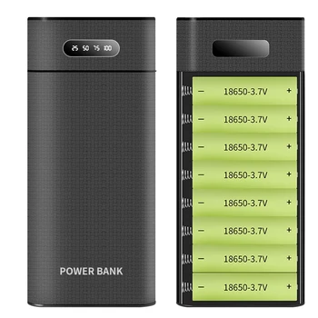 10W Hızlı Şarj QC3. 0 DIY 8x18650 Pil taşınabilir güç kaynağı kılıfı taşınabilir pil saklama kutusu Powerbank Tutucu Kabuk İle lcd ekran