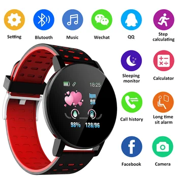119S akıllı saat Erkekler Kadınlar Kan Basıncı Su Geçirmez Spor Yuvarlak Smartwatch Akıllı Saat Spor İzci Android IOS İçin Bilezik