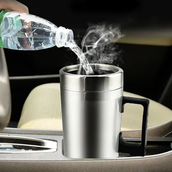 12/24V Araba ısıtma su şişesi Paslanmaz Çelik elektrikli bardak su ısıtıcı sızdırmaz Süt Kahve Çay termos Bardak seyahat için