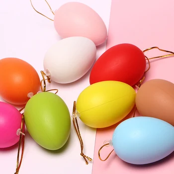 12 adet 6 * 4 cm Plastik Paskalya Yumurtaları Ev Asılı Kolye Dekorasyon Çocuk Boyalı DIY El Sanatları Boyama Yumurta Paskalya Parti Malzemeleri