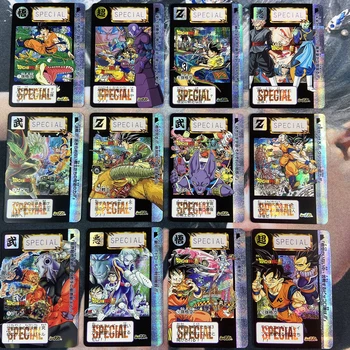 12 adet / takım dragon topu Süper Özel Kartlar Goku Jiren Gazlı Bez Flash kart oyunu Koleksiyonu Anime Kart Çocuk Yılbaşı Hediyeleri