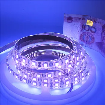 12V UV Led şerit ışık 5050 2835 SMD 395-405nm Ultraviyole Işını LED Diyot Şerit Mor Esnek Bant Lambası DJ Floresan