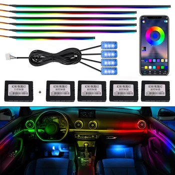 18 in 1 senfoni araba ortam ışıkları RGB iç dekorasyon akrilik şerit ışık App kontrolü ile dekoratif ortam lambası Pano