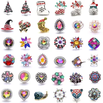 18MM Snap Düğmesi Takı 5 Adet Renkli Kristal Noel Snap Düğmesi kadın Moda Snap Düğmesi Bileklik Kolye Aksesuarları