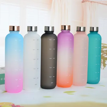 1L BPA İÇERMEYEN Su Şişesi Renk Değişimi Tasarım Kola Şekli su sürahisi Büyük Kapasiteli İçme Bardağı açık alan sporları Spor 5 renk