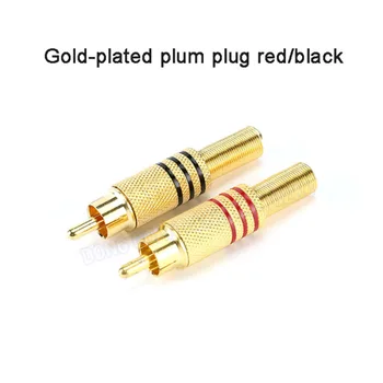 2 Adet Altın Kaplama Lotus rca fiş soketli konnektör Ses Video Amplifikatör Hoparlör Adaptörü İle Kırmızı / Siyah Yüksük