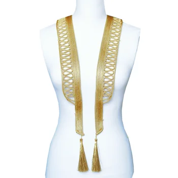 2 adet El Yapımı Altın Kordon Yama Dekoratif Barok Yaka Yaka Giyim İçin Yamalar Üzerinde Dikmek Giysi Aplike AC1582