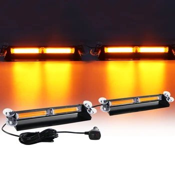2 in 1 Amber COB LED araba yanıp sönen ışık araç cam Enayi Strobe uyarı ışıkları polis acil flaşör lambası kırmızı mavi