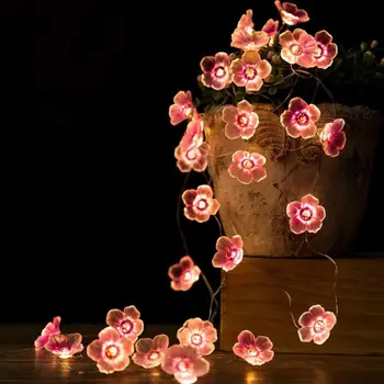 2 m Kiraz Aydınlatma Dizeleri Çiçeği Çiçek LED Dize Peri iç mekan lambası Düğün Pembe Bells Garland Deco Açık aydınlatma armatürü