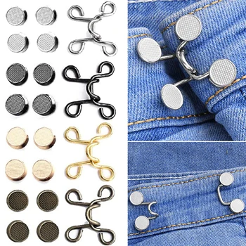 20 adet Bel Ayar Düğmesi Tırnaksız Gümüş Altın Bronz Metal Giysi kancaları Kot Bel Toka Çıkarılabilir Görünmez Snap Düğmesi