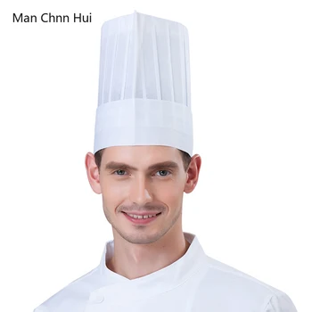 20 Adet Tek Kullanımlık şef şapkası Catering Otel Mutfak Şapkaları Restoran Erkekler Aşçı Dokunmamış Kap Fırın Garson Nefes Çalışma Kapaklar