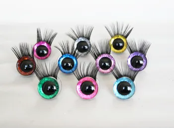 20 ADET Yeni 9mm için 30mm zanaat gözler yeni bling oyuncak güvenlik gözler 3D glitter bebek öğrenci gözler siyah kirpik tray-Q10