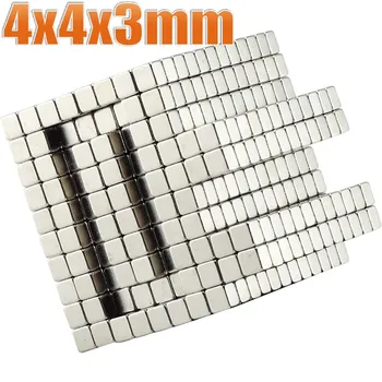 20 ~ 1000 Adet 4x4x3 Neodimyum Mıknatıs NdFeB Mıknatıslar 4*4*3 Blok Süper Güçlü Güçlü Kalıcı Manyetik imanes Blok 4x4x3mm