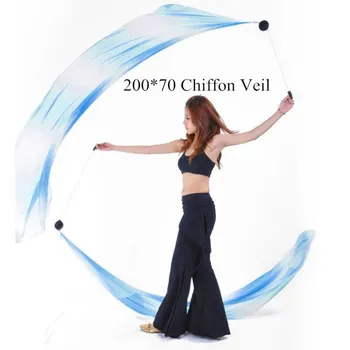 200 * 70 cm Şifon Peçe Oryantal Dans POİ Flama Aksesuar (Dahil Değildir Zincir Topu) çeşitli Renk Ücretsiz Kargo