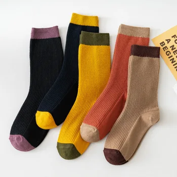 2021 Saf Renk Bahar kadın Tüp Çorap Japon Pamuk Çorap Renk Eşleştirme Moda Orman kadın Çorap Kolej Tarzı Çorap