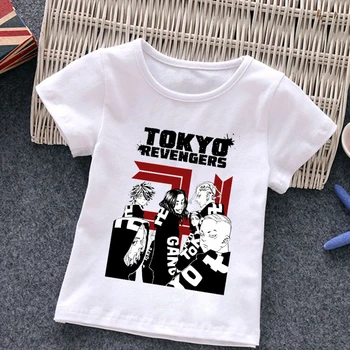 2021 Yaz Yeni Çocuk T-shirt Tokyo Revengers Anime Kızlar Tees Kısa Kollu Erkek Üstleri Kore Rahat T-Shirt Elbise 14 Yıl Xxx