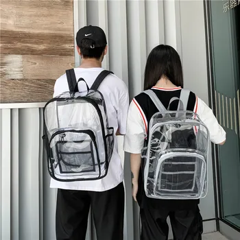 2022 Büyük Kapasiteli Şeffaf PVC Sırt Çantaları Kadın Erkek Moda Sırt Çantası Erkek Kız Okul Çantaları Rahat seyahat sırt çantası
