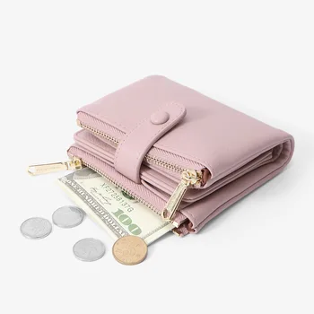 2022 küçük cüzdan Kadınlar için Çift Fermuarlı Kadın Çantası kart tutucu PU Deri Düz Renk Çanta Büyük Kapasiteli Çanta