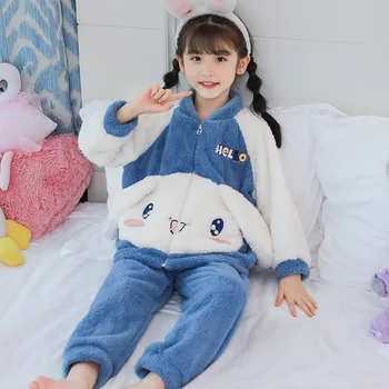 2022 Sanrioed Peluş Anime Cinnamoroll Pazen çocuk pijamaları Çocuklar Bebek Kız Erkek rahat Giyim Kostüm Kawaii Ev Kıyafeti