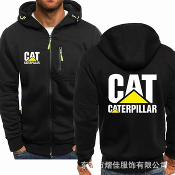 2022 Yeni Bahar Sonbahar CAT Caterpillar Kapşonlu erkek Moda Uzun Kollu Fermuar Pamuk Hip-Hop Harajuku Hoody Rahat Ceket 202