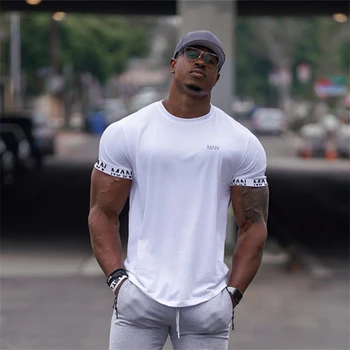 2022 yeni Gömlek Erkekler Kısa Kollu Egzersiz Spor T-Shirt Pamuk Koşu Spor Üstleri Streetwear Hip-Hop Spor Tees Giyim