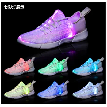 2022 Yeni Led Fiber Optik bar Ayakkabı kız erkek erkek kadın çocuk USB yeniden şarj edilebilir parlayan Sneakers Adam light up ayakkabı