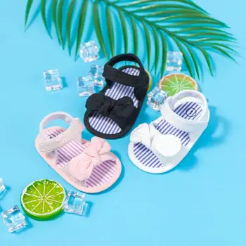 2022 Yenidoğan Bebek Kız Erkek Ayakkabı Yaz Sandalet Yay-düğüm Sevimli 3 Renk Pamuk Taban Yumuşak Düz Bebek İlk Yürüyüşe Toddler Daire