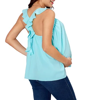 2023 Moda Hamile Spagetti Kayışı Üstleri Kolsuz Volanlı yaz giysileri Hamile Kadınlar Emzirme Gömlek Hamile Giyim