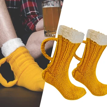 2023 Yeni Noel Karikatür Çorap 3D bira kupası Çorap Santa Elk Mutlu Çorap Kadın Unisex Kat Çorap Kış Noel Yenilik Hediyeler