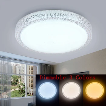 220 V avize LED tavan ışık kristal 48 W dim 3 renk ışık tavan yatak odası için lamba люстра потолочная