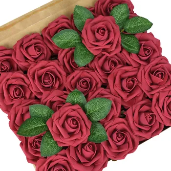 25 adet Sahte Gül Çiçek Kök Düğün yapay çiçekler Süslemeleri 8cm Köpük Buket Ev Dekoratif Sahte Gül Çiçek