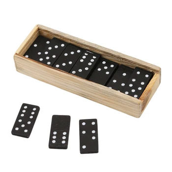 28 Adet / takım Ahşap Domino Taşları Kurulu Oyunu Seyahat Komik Masa Oyunu Domino çocuk için oyuncak Çocuk Eğitici Oyuncaklar Domino Taşları