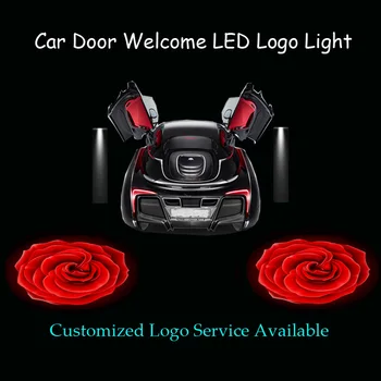 2x 3D Kırmızı Gül Logo Araba kapı Hoşgeldiniz Hayalet Gölge Puddle Spot Lazer projektör led ışık (1255)