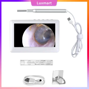 3.9 mm dijital otoskop kulak muayene kamera ile 4.5 inç ekran 6 Led ışıkları kulak balmumu temizleme aracı şarj edilebilir pil