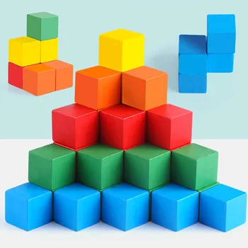 30/50 ADET 2CM Ahşap Küpler Yapı blok oyuncaklar Çocuklar İçin Montessori Renk Şekli Biliş Öğrenme Eğitici Oyuncaklar Bebek Blok