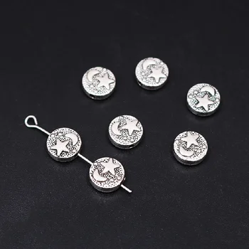 30 adet Gümüş Kaplama Ay Yıldız metal ara parça Konumlandırma Boncuk DIY Charm Çift Kolye Bilezik Takı El Sanatları Yapımı P769