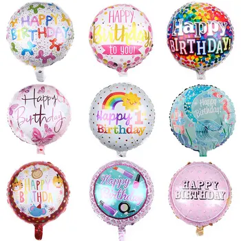 30 Desen 5 adet 18 inç Yuvarlak Folyo Balon Mutlu Doğum Günü Şişme helyum balonları Doğum Günü Partisi Dekorasyon Yüksek Kaliteli Oyuncak