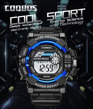 30 M Su Geçirmez Spor Erkek Saatler Elektronik LED Dijital Kol Saati Moda Aydınlık Altın Erkek Bilezik Saat relogio masculino