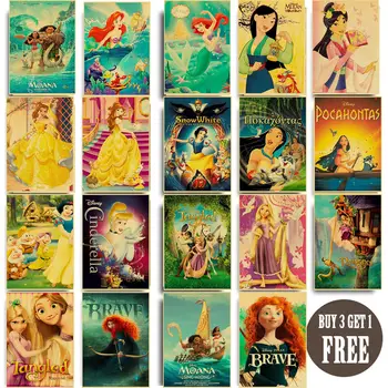 30 tipi Disney Prenses Kolaj Posteri Duvar sanat dekoru Kar Beyaz Karışık Külkedisi Elsa Anna Merida Ariel Duvar Dekoru Kızlar için