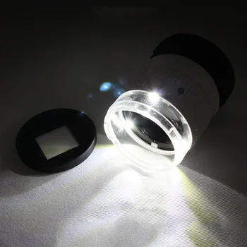 30X silindirik ölçekli büyüteç ayarlanabilir optik cam büyüteç odak takı büyüteç LED UV ışık büyüteç Lupe