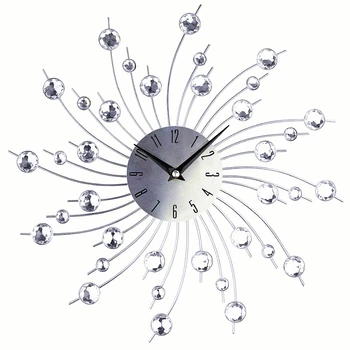33 cm 3D Vintage Saat Metal Kristal duvar saati Lüks Elmas Büyük Modern Tasarım Ev Dekorasyon duvar saati Oturma Odası Horloge