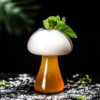 360ML Mantar Şekilli Cam Bardak Shot Bira içecekler Gözlük Kokteyl Cam Yenilik İçecek Bardağı Bar Restoran için Kawaii Gece Kulübü