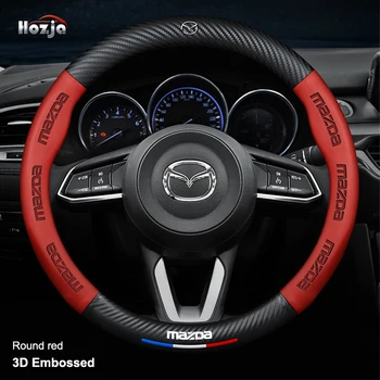 3D Kabartma Deri Araba direksiyon kılıfı İçin Uygun Mazda 2 3 5 6 CX - 3 CX-5 CX-9 CX-7 CX-30 CX - 50 CX - 60 BT-50