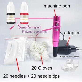 3D Kaş Dövme Makinesi Seti Microblading Kalem Pigment Uygulama Kiti Dövme Pigment Yüzük Kalıcı makyaj kalemi Seti Vücut Sanatı Aracı