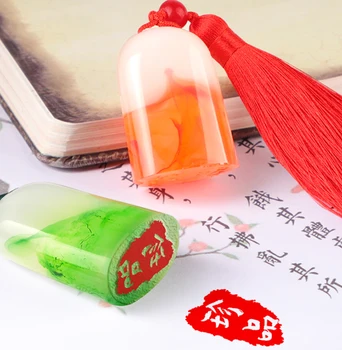 3in1 Çin Reçine Adı Pullar Özel Inkpad Çantası İmza Mühürler Baskı Bebek Adı Kaligrafi Boyama Chop Arkadaş DIY Hediyeler