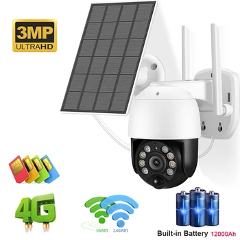 3MP Kamera 4G Sım Kart Açık Wifi Pil Güneş Enerjili GSM Ev Güvenlik Koruma Cctv Video Gözetim Kablosuz Kameralar